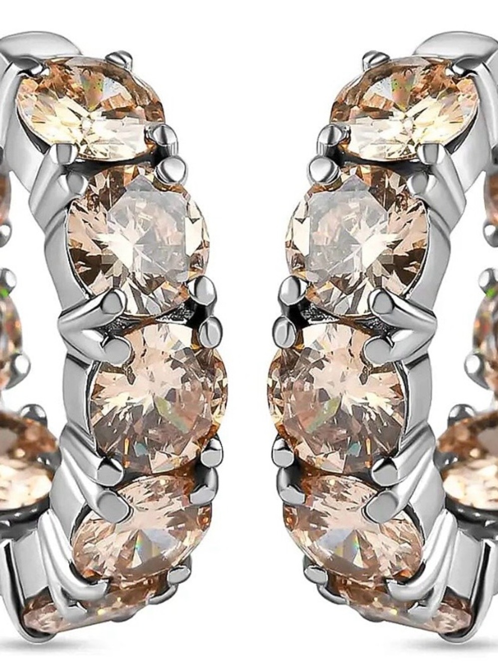 Simulated Champagne Diamond Inside Out Hoop
Earrings in Stainless Steel